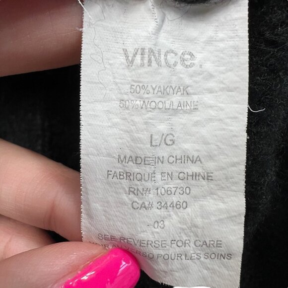 Vince Women's Yak and Wool Blend Turtleneck Cable Knit Sweater Black Size Large - Picture 6 of 7